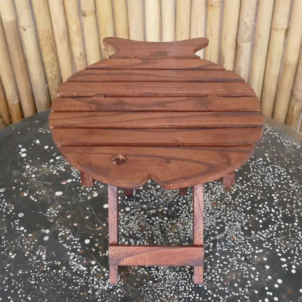 Product image 8 of the product “Folding table in shape of fish, made of wood. 33cm Height. Dark Brown lacquered. ”